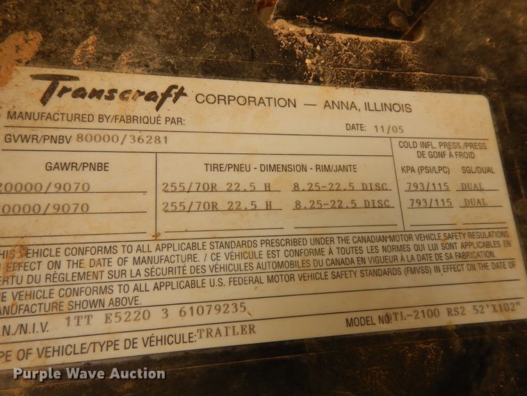 image for item DH7291 2006 Transcraft  drop deck trailer