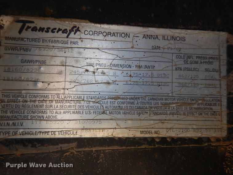 image for item DH7292 2003 Transcraft  drop deck trailer