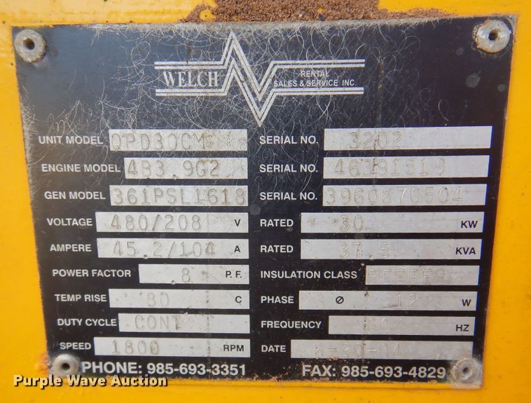 image for item DI5356 2004 Welch QPD30CM  generator