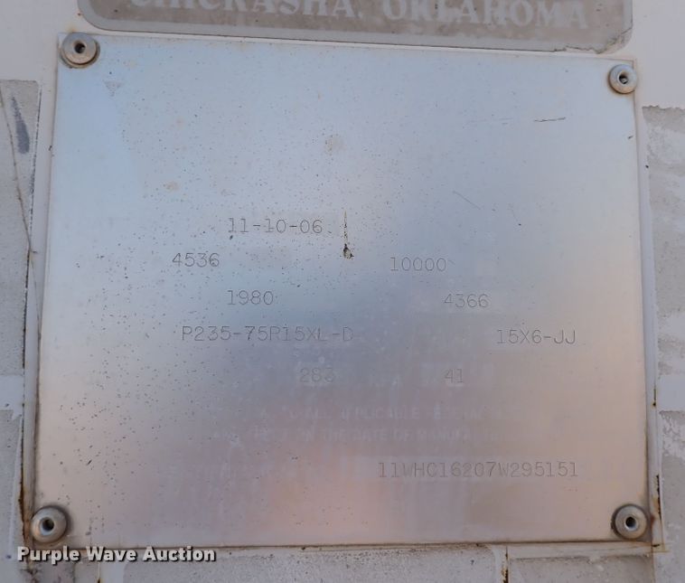 image for item DI5760 2007 W-W  enclosed cargo trailer