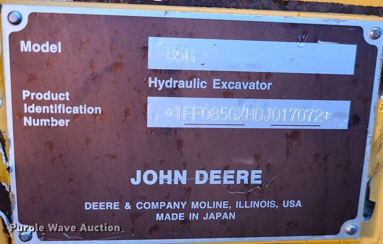 image for item DI6243 John Deere 85G  mini excavator