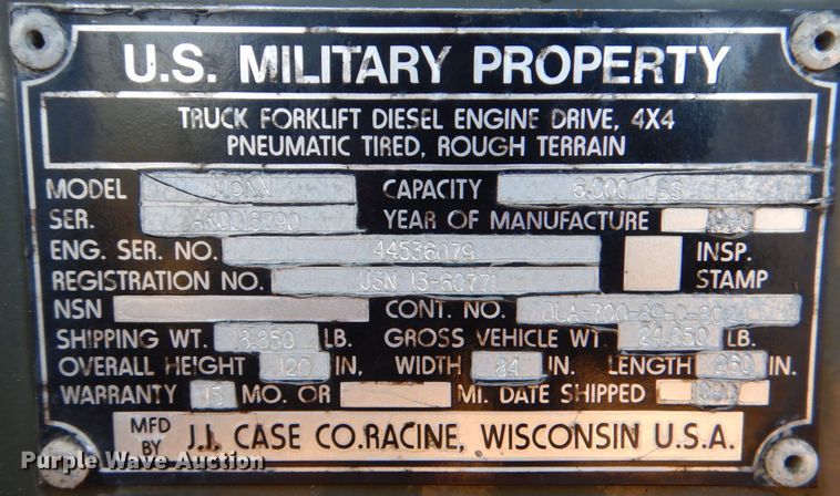 image for item DJ0799 1990 Case M6KN  forklift