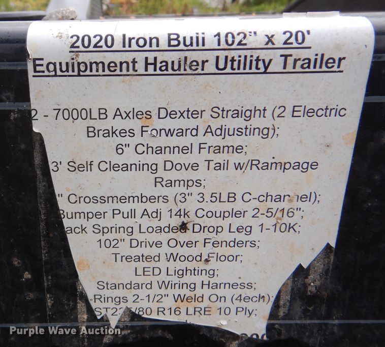 image for item DJ7406 2021 IronBull  equipment trailer