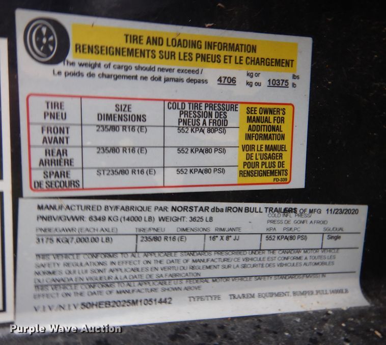 image for item DJ7406 2021 IronBull  equipment trailer