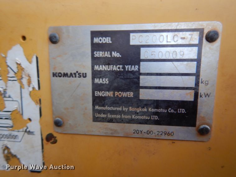 image for item DJ7411 2002 Komatsu PC200LC-7  excavator