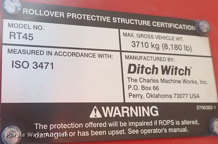 image for item DL7653 2015 Ditch Witch RT45  trencher