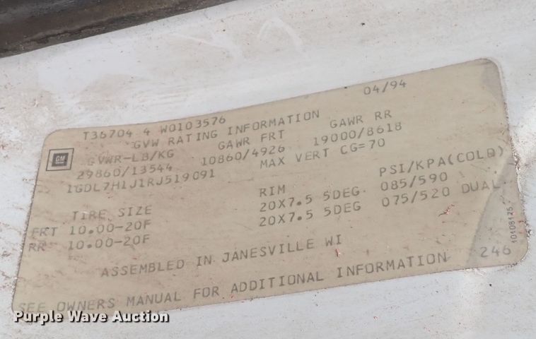 image for item DN2134 1994 GMC TopKick  dump flatbed truck