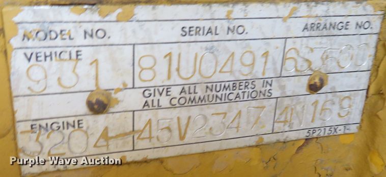 image for item DN7755 1974 Caterpillar 931  track loader