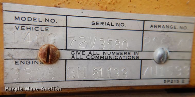 image for item EV9330 1979 Caterpillar 140G  motor grader