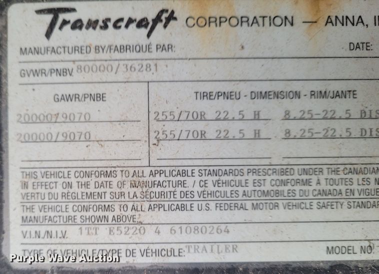 image for item FC9058 2006 Transcraft Eagle  drop deck equipment trailer