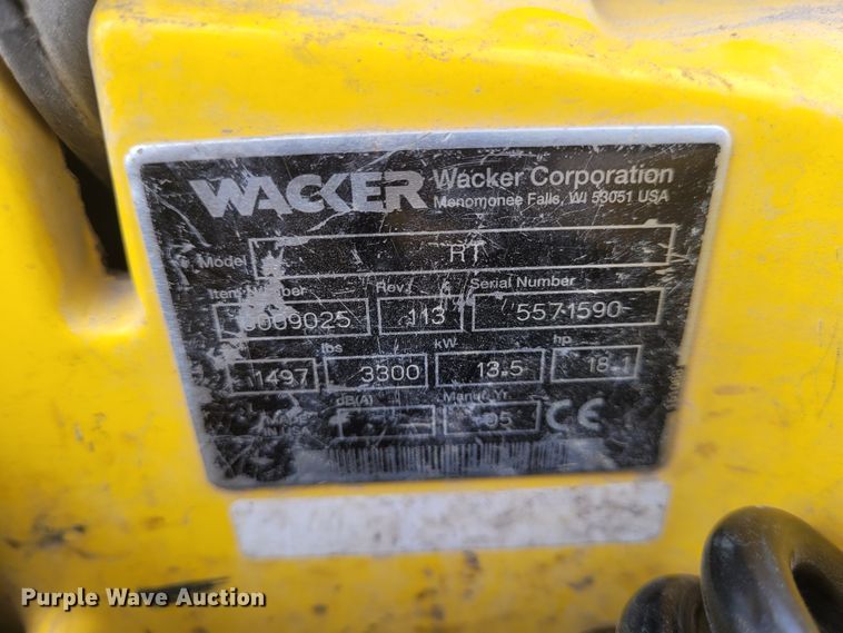 image for item FC9068 2005 Wacker RT70007  vibratory trench compactor