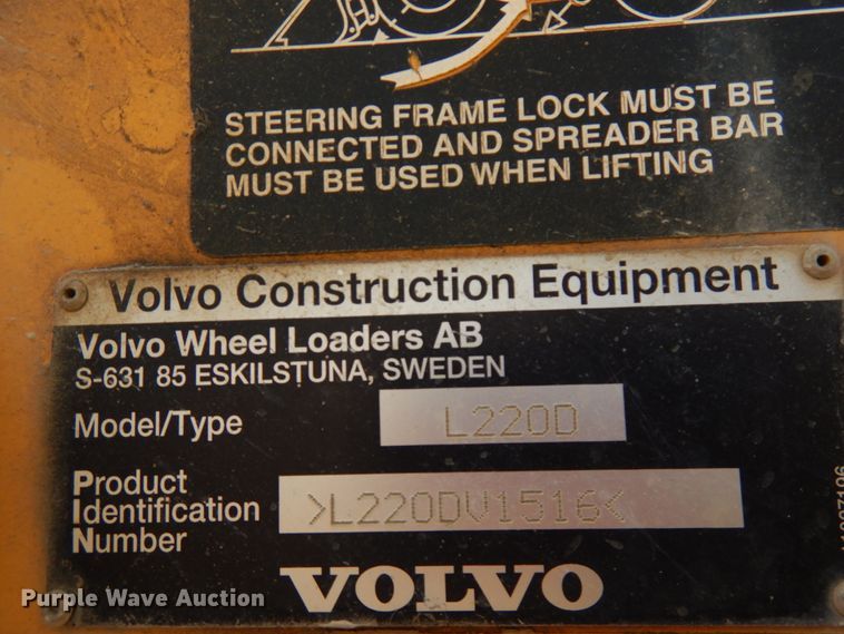 image for item JQ9307 2000 Volvo L220D  wheel loader