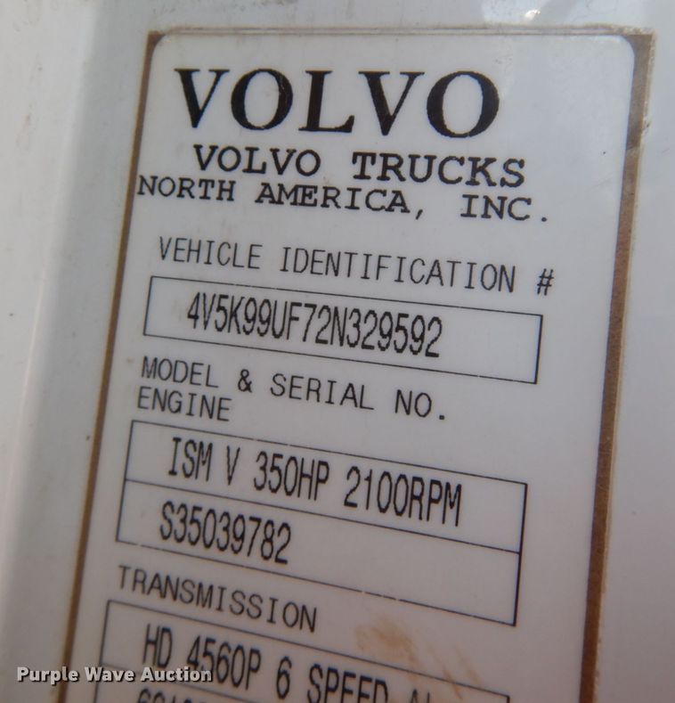 image for item JQ9312 2002 Volvo VHD  ready mix truck