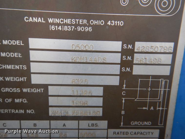 image for item JS9168 1996 Teledyne Princeton D5000  forklift