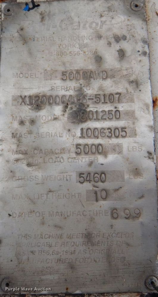 image for item JS9169 Tail Gator 500AWD  forklift