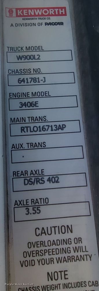 image for item KQ9251 1995 Kenworth W900  dump truck