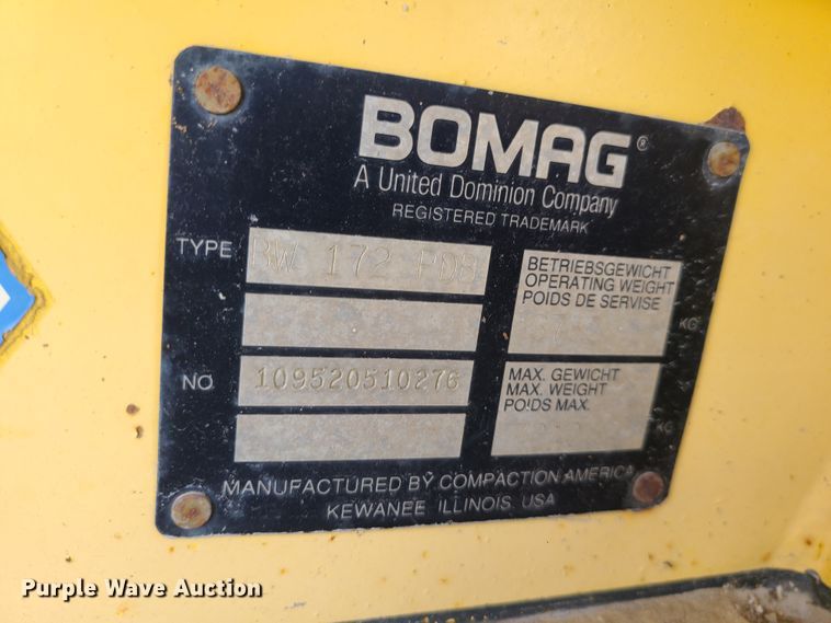 image for item L1259 1999 Bomag BW172 PDB  single drum vibratory roller