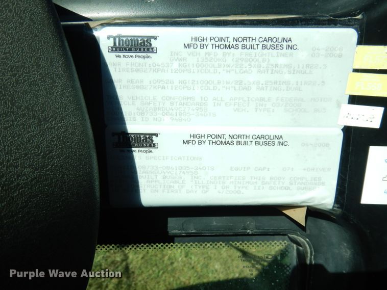 image for item DG0864 2009 Thomas Built Buses  school bus