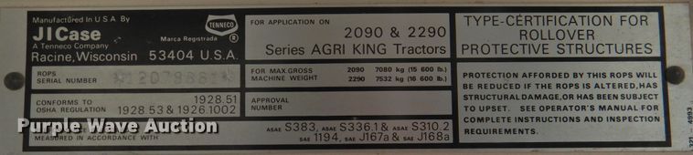 image for item DK2480 1983 Case 2290  tractor