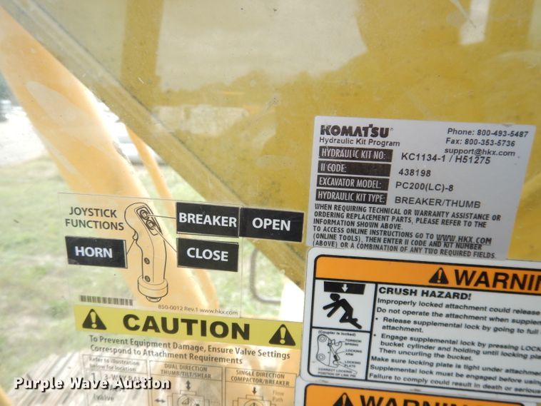 image for item DK3008 2010 Komatsu PC200LC-8  excavator