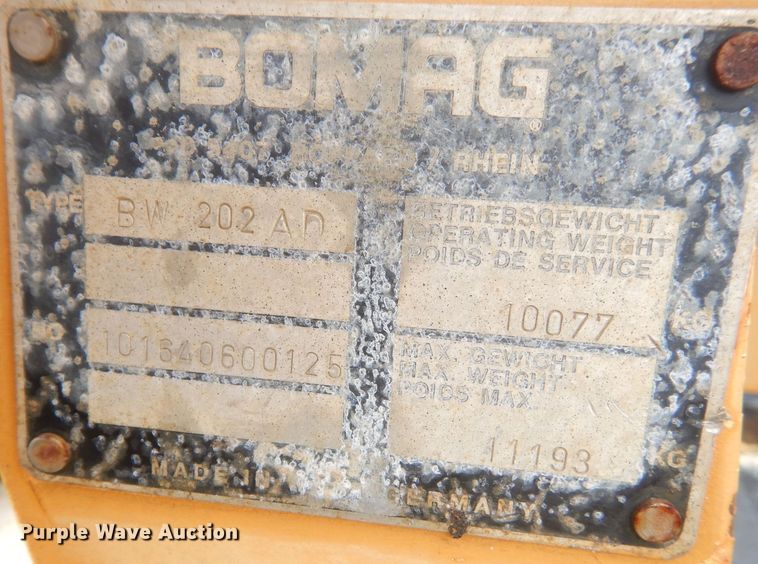 image for item DK3017 1990 Bomag BW202AD  double drum vibratory roller