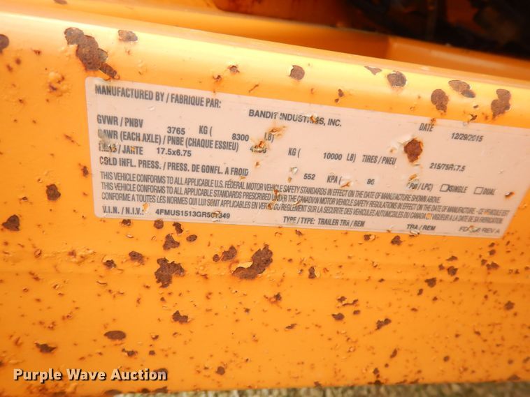 image for item DK3047 2016 Bandit Intimidator 1390XP  wood chipper