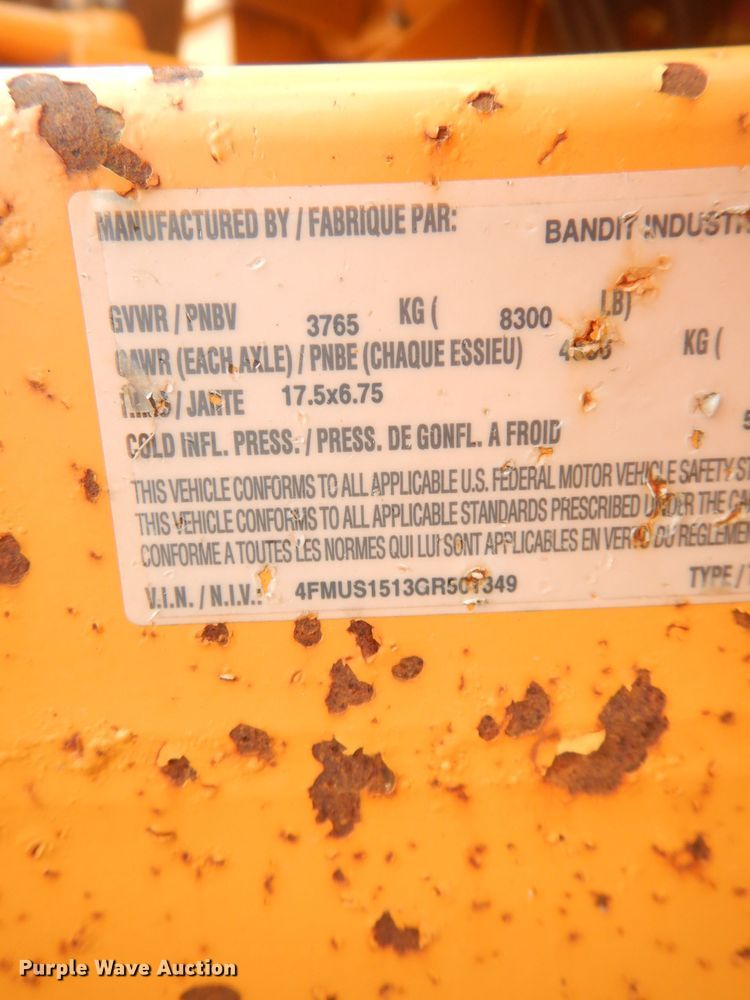 image for item DK3047 2016 Bandit Intimidator 1390XP  wood chipper