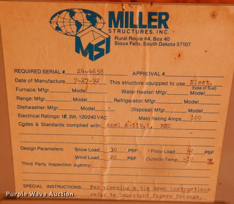 image for item DK3048 1992 Miller  jobsite trailer