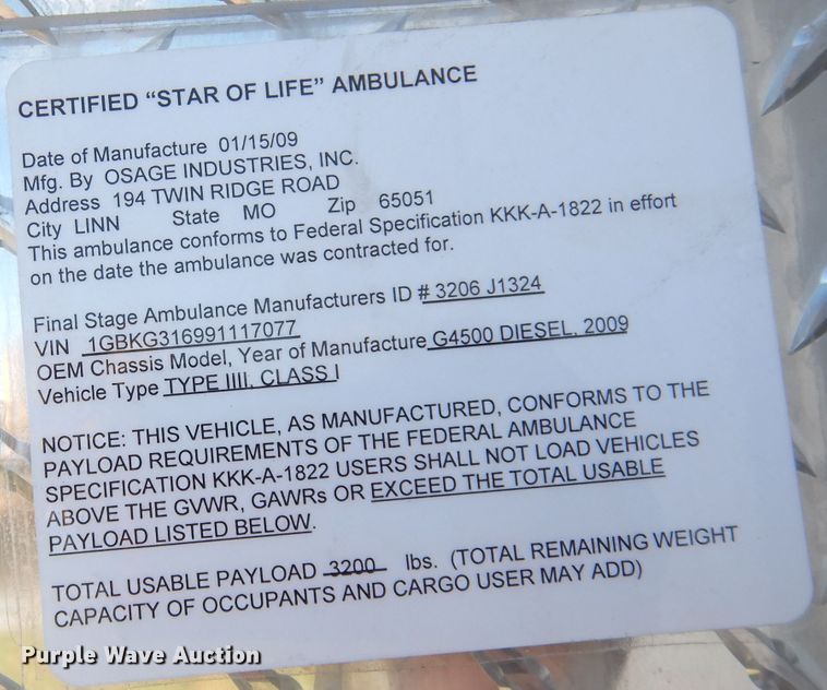 image for item DK3049 2009 Chevrolet Express 3500  ambulance