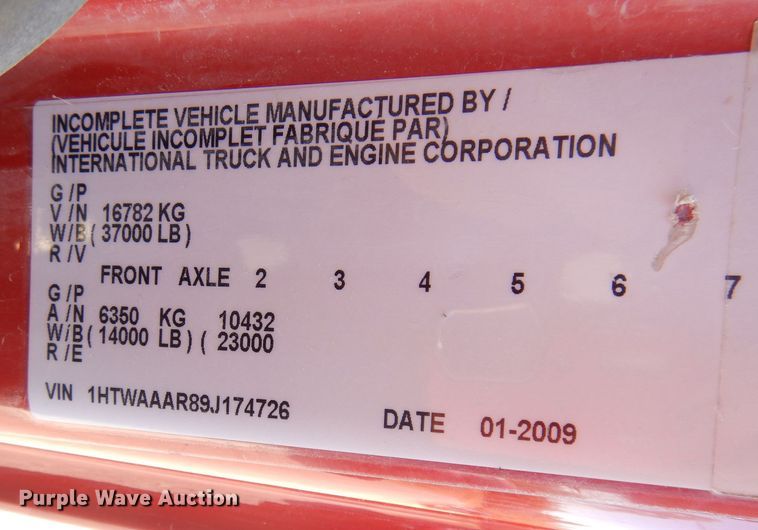 image for item DK3059 2009 International WorkStar 7300  dump truck