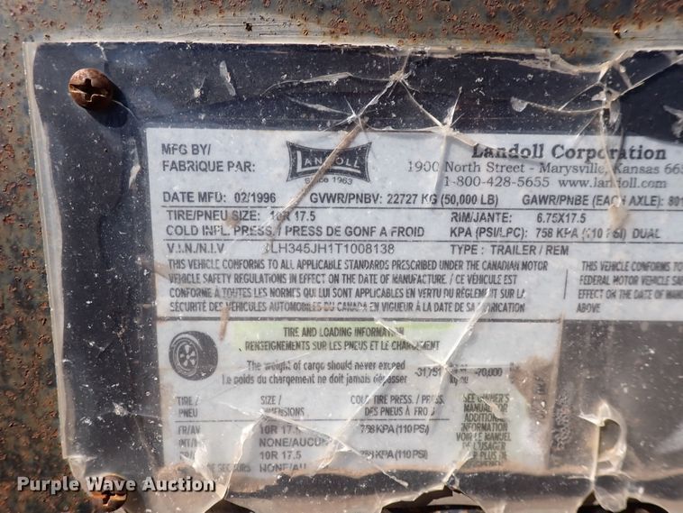 image for item DL7694 1996 Landoll 35T  equipment trailer