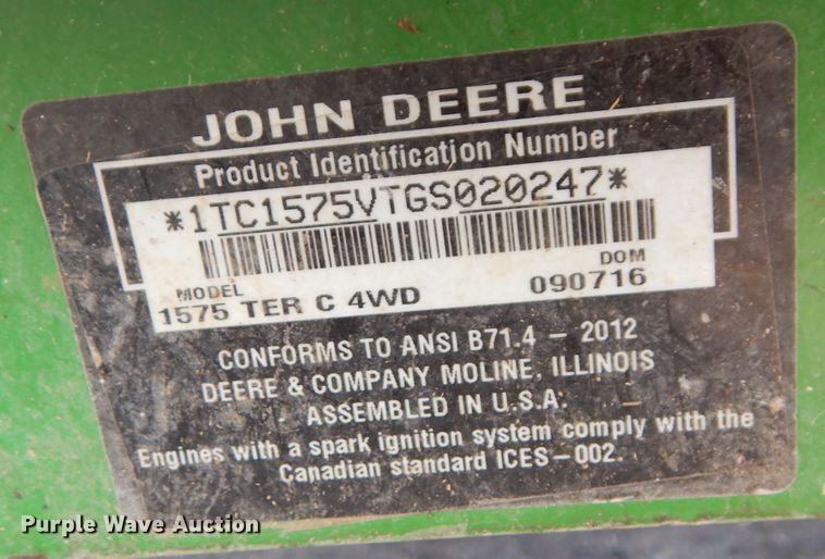 image for item DM0636 2016 John Deere 1575 Terrain Cut  lawn mower