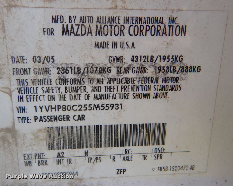 image for item DN5255 2005 Mazda Mazda6