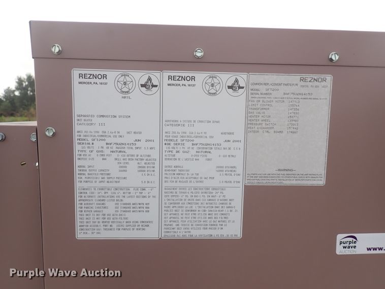 image for item IB9115 (2) Reznor SFT200 heaters