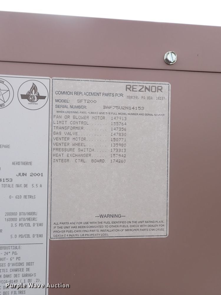 image for item IB9115 (2) Reznor SFT200 heaters