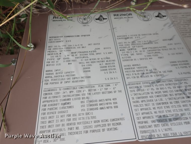 image for item IB9115 (2) Reznor SFT200 heaters