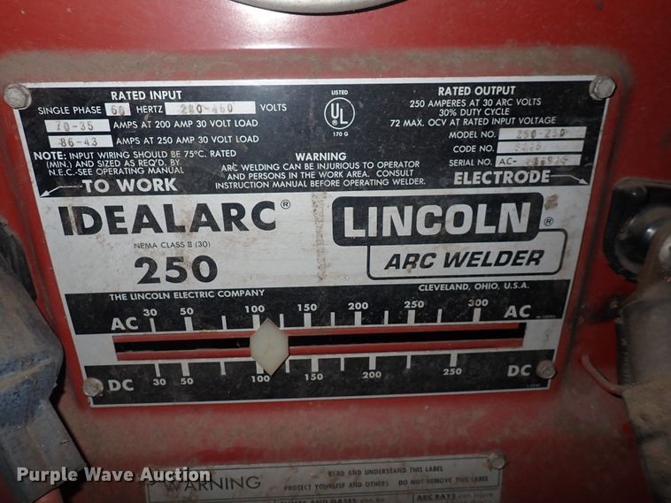 image for item IB9140 Lincoln Idealarc 250  arc welder
