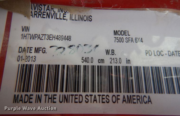 image for item IK9509 2014 International WorkStar 7500  dump truck