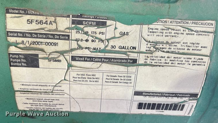 image for item JQ9417 Speedaire 5F564A  air compressor