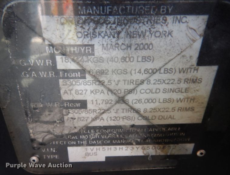 image for item JZ9833 2000 Orion  transit bus