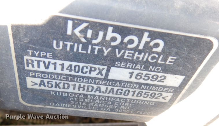 image for item KP9752 2010 Kubota RTV11400CPX  utility vehicle