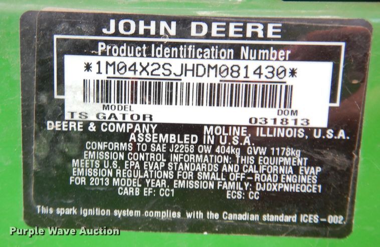 image for item KP9753 2013 John Deere Gator  utility vehicle