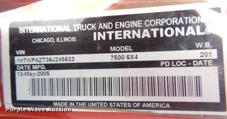 image for item KP9824 2006 International WorkStar 7500  dump truck