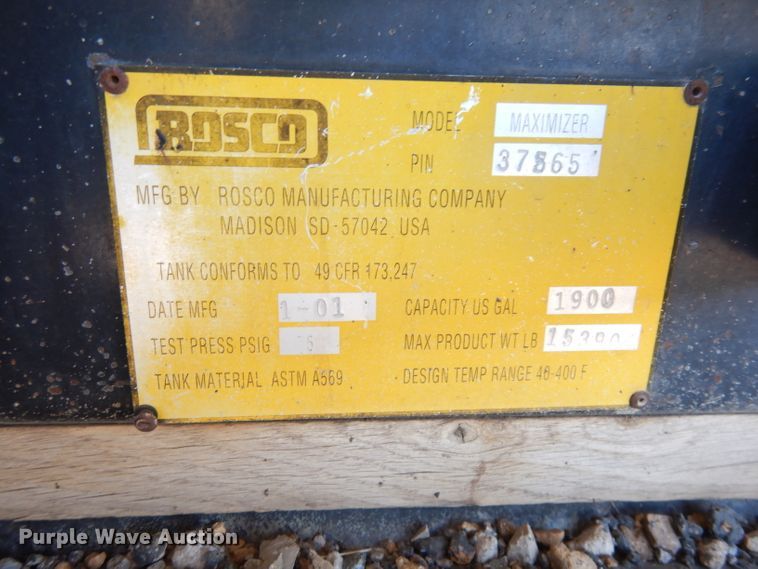 image for item KP9833 2001 Rosco Maximizer  oil distributor bed