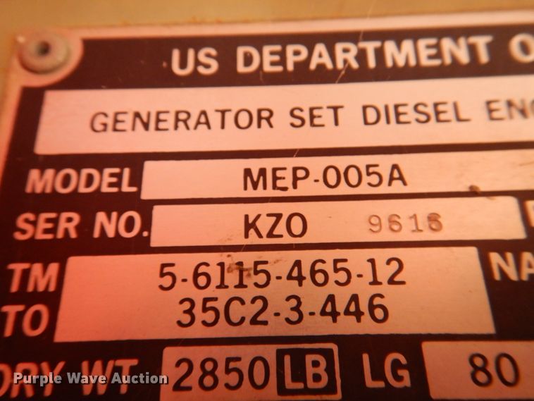 image for item KX9243 1988 John R Hollingsworth MEP-005A  generator