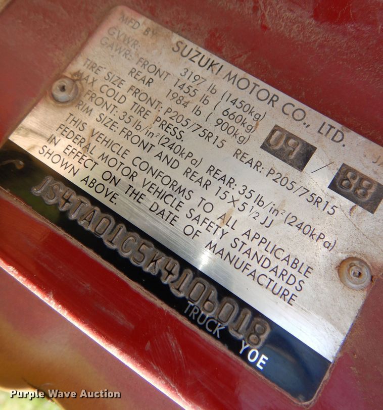 image for item DM5179 1989 Suzuki Sidekick  SUV