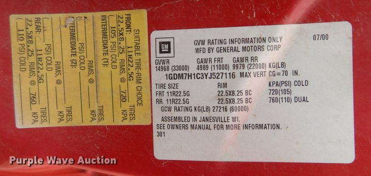 image for item DJ8875 2000 GMC C7500  fuel truck