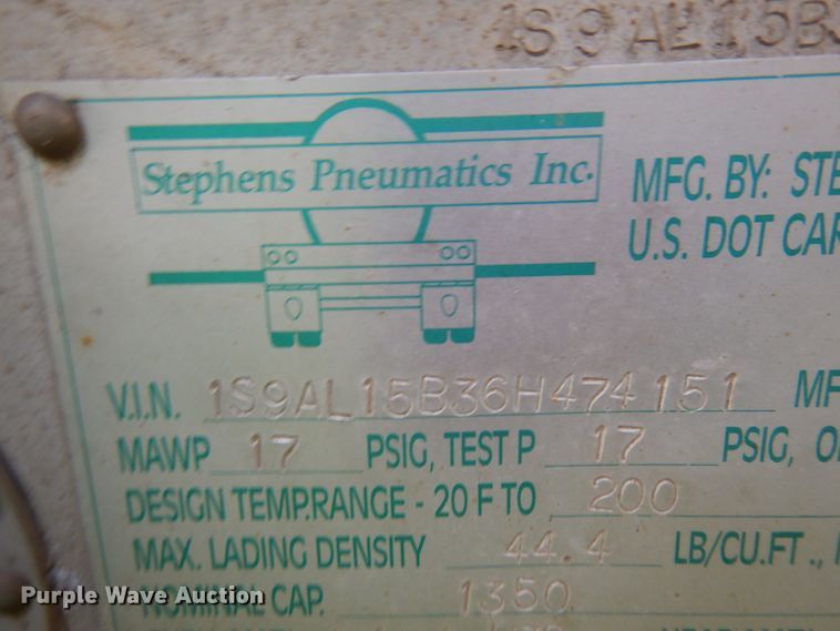 image for item JQ9288 2006 Stevens Pneumatics  pneumatic dry bulk trailer