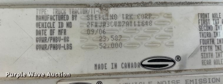 image for item JQ9509 2007 Sterling AT9500  semi truck