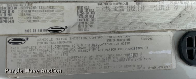 image for item JQ9509 2007 Sterling AT9500  semi truck